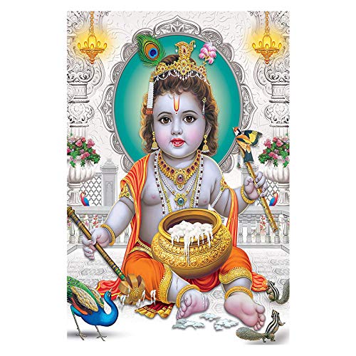 Image of PAPER PLANE DESIGN Baby Krishna Paper Poster for Pregnant Women (Multicolour, 12 x 18 Inch)