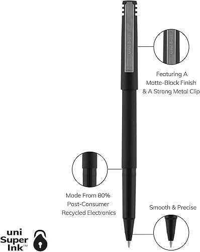Miniatura 3 de uni-ball 1921065 Roller Ball Stick Bolígrafo a base de tinte Tinta negra Micro 36/Caja
