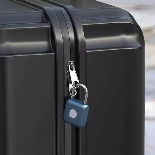 Miniatura 5 de eLinkSmart Candado de huellas dactilares - Cerradura de combinación sin llave de metal azul para gimnasio casillero escolar mochila maleta equipaje