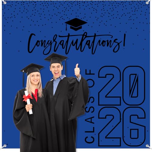 Fondo fotográfico de graduación 6x6 pies azul negro miniatura 5