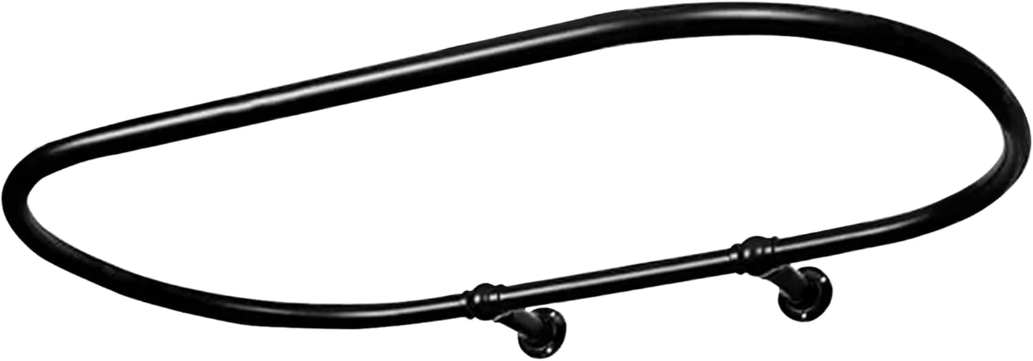Oval Shower Curtain Rail Rod For Bathroom, Ceiling Mounted for Clawfoot Tub, Large and Heavy Duty Wall Mounted with Adjustable Support - 45 x 25 Inch (Free Curtain Rings) (Chrome)