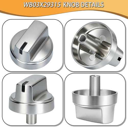Image of WB03X29315 Gas Metal Knobs for GE Profile Stove Knobs Replacements,Compatible with GE JGP5030SLSS JGP5036SLSS JGP5030SL1SS JGP5036SL1SS,Replaces AP6327765 4585907,Gas Range Cooktop Control Knob