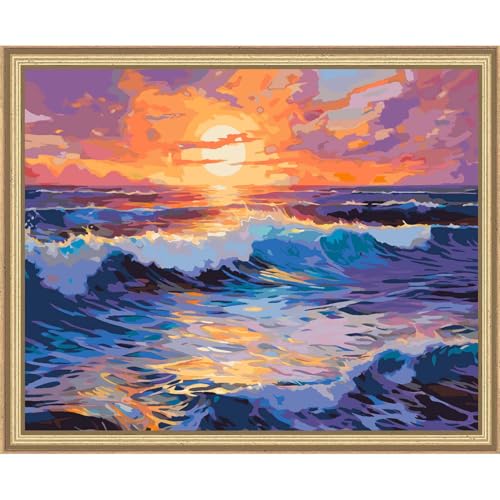 Craftoria Paint by Numbers for Adults 40"x50"cm NO Framed Landscape Harmony of Sunset 48 Colors