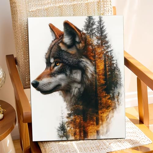 XTCIXAL Paint by Numbers Kit for Adults Beginners, Wolf Paint by Number for Adult - 16" Wx20 L, Wolf Acrylic Canvas Painting Kits for Gifts Home Wall Decor — view 3