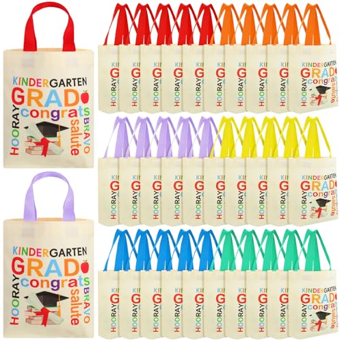 Silkfly 30 Pcs Kindergarten Graduation Gifts Bulk Mini Kindergarten Tote Bag Kindergarten Grad Canvas Tote for Kids Grad Party Supplies
