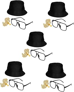 5 Conjuntos De Acessórios De Roupas De Hip Hop Roupas De Hip Hop Para Homens Colar Óculos De Sol Infantis Retro Sol Masculino Óculos De Sol Pretos Anos 90 Hip Hop Joias Homens