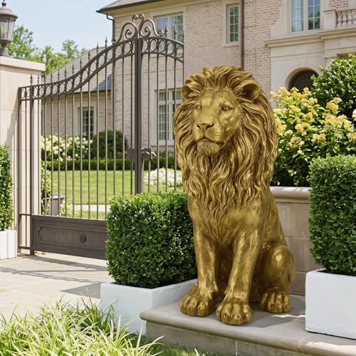 24 Gold Lion Statue Outdoor Garden