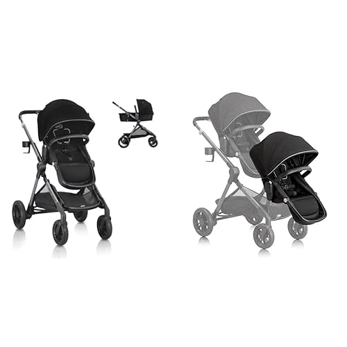 Miniatura 1 de Evenflo Pivot Xpand - Cochecito modular (Ayrshire Black) y Pivot Xpand segundo asiento (negro Ayrshire)