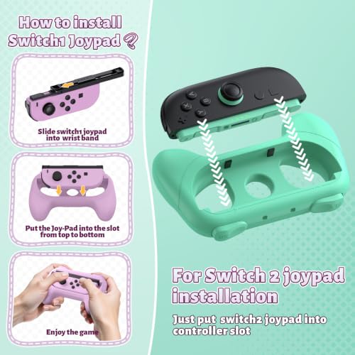 Image of FASTSNAIL Switch Controller Grips for Nintendo Switch 2 /1 /OLED for Joy-Con | Switch Joypad Holder Handle Kit, Wear-Resistant & Anti-Slip, Ergonomic Design, Switch Grip for Joycon 2 /1 Accessories, 2 Pack
