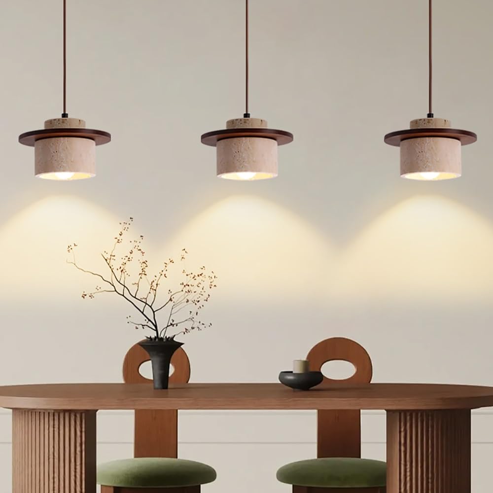 Lampy wiszące, zestaw 3 sztuk, cylindryczne lampy wiszące z naturalnym kamieniem, minimalistyczne małe żyrandole do sypialni lub przy łóżku