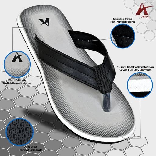 Image of ALTEK Men's Rubber Sole Flip Flop Slippers Casual, Light Weight and Stylish Comfortable Chappal (Grey)