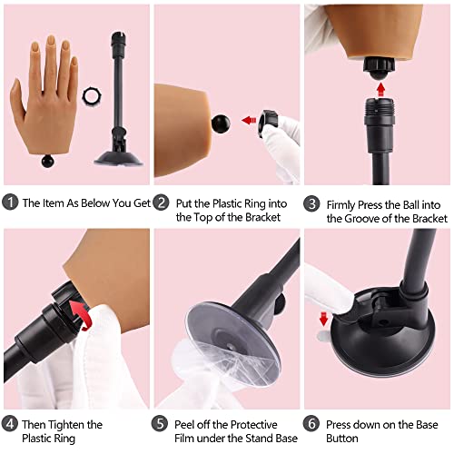 Nail Trainning Practice Hand With Clamp, Acrylic Nail Technician Manicure Supply, False Fake Hands For Nail Manicure, Best Manicure Diy Print Practice Tool #TOP3