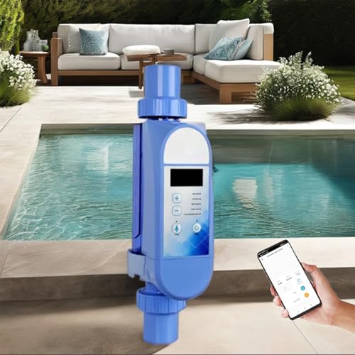 HDaspijh Generador De Cloro Salino, Sistem De CloracióN De Piscinas AutomáTico Y Autoadaptable, con Control Remoto por AplicacióN Y Wi-Fi Integrado, FuncióN De Autolimpieza,20g/h