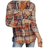 Camiseta de cuadros naranja para mujer, verano y otoño, entrega de 7-14 días laborables.
