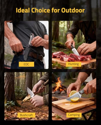 CVLIFE 3.14" 14C28N Fixed Blade EDC Camping Knife with Kydex Sheath, Grey - image 7