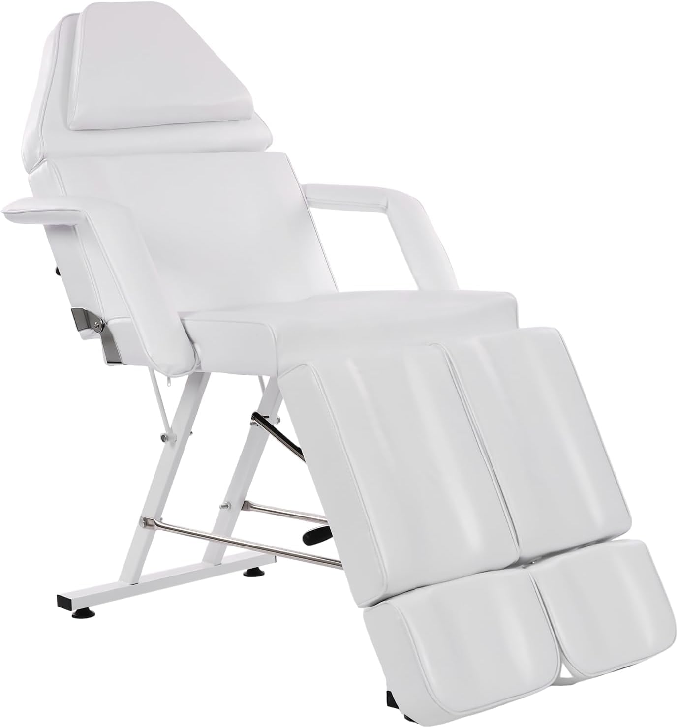 Tattoo Client Chair with Split Legs Adjustable Lash Facial Spa Salon Bed, Ergonomic Support Professional Extension Lash Bed for Massage, Spa Centers (White)