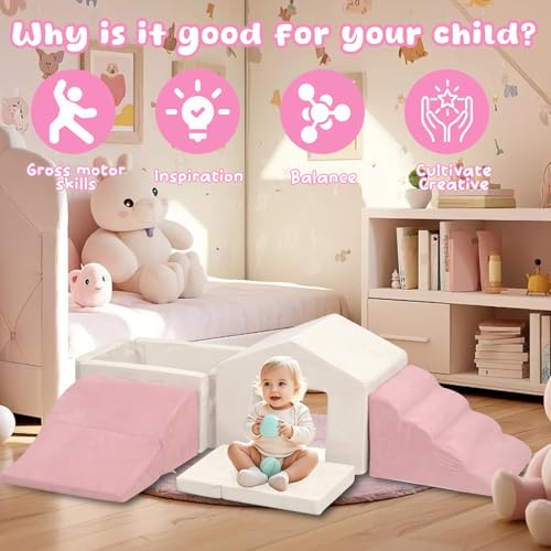 Image of Foam Climbing Blocks with Foldable Ball Pit for Toddlers| 6PCS Baby Climb and Crawl Activity Playset for 6-18 Months,2025 Upgraded OEKO-TEX Certified High-density Foam Play Gym (Balls not Included)