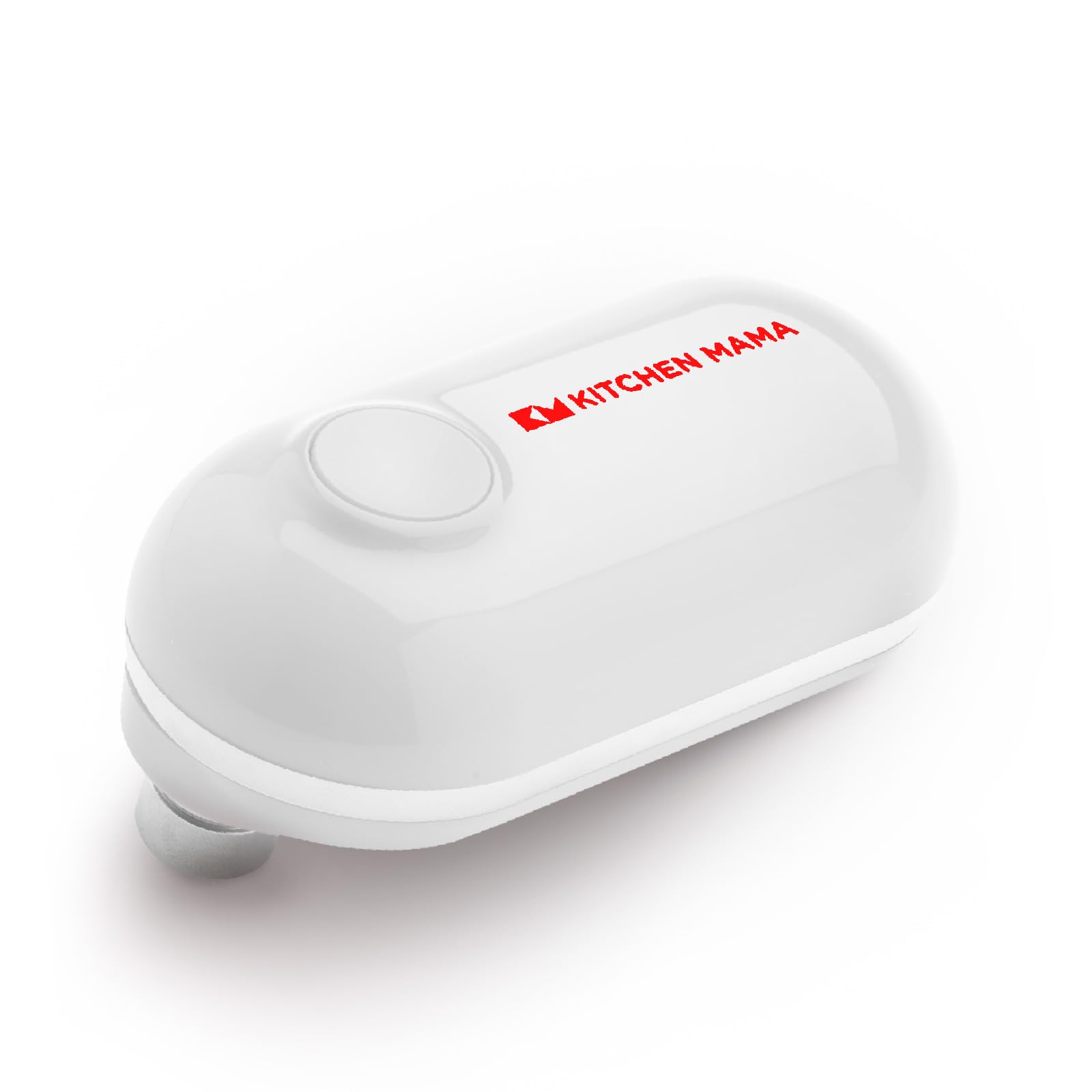Kitchen Mama Mini Electric Can Opener Smooth Edge: Opens Can with One Press - Ultra-Compact, Portable, Hands-Free, Safe, Cordless, Seniors with Arthritis, Automatic, Battery Operated Appliance (White)