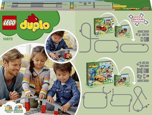 LEGO DUPLO 10872 Tory Kolejowe i Wiadukt, Kreatywna Zabawka Konstrukcyjna, Zestaw Kompatybilny z LEGO 10882 i 10874, Prezent na Urodziny lub Mikołaja dla Chłopców i Dziewczynek od 2 lat