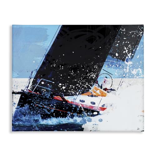 Boat Rough Water Ocean Collage, 16 x 20 Inch Canvas Wall Art