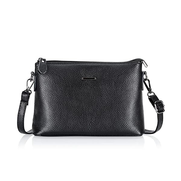 DOB SECHS Crossbody Bag Purses for Women Genuine Leather Shoulder Bag Small Cross Body Black Travel Cell Phone Purse Wallet