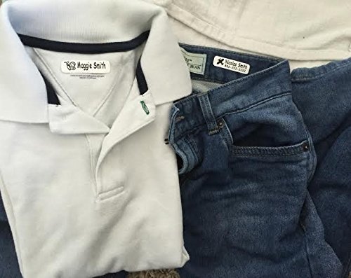Iron on Labels, Personalized Clothing Labels with your Name (100, white with black ink)