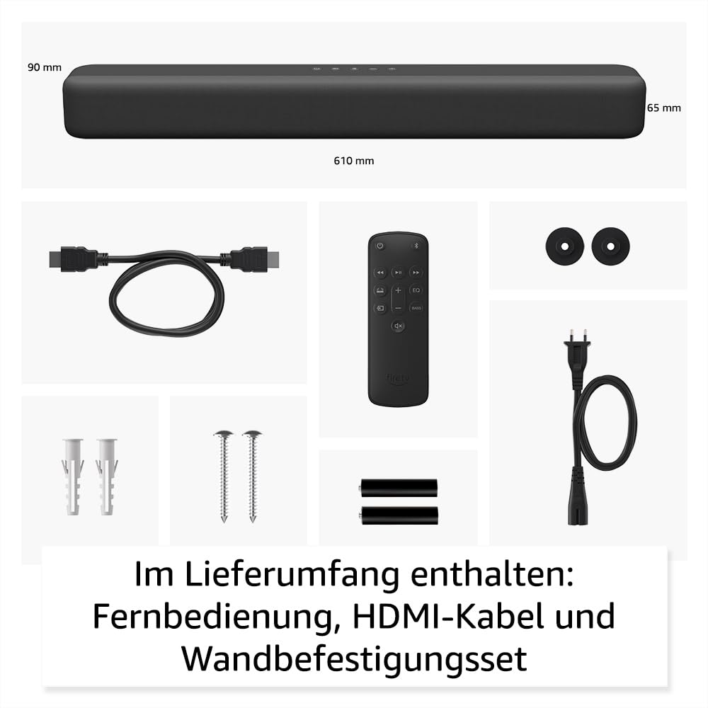 Amazon Fire TV Soundbar, 2.0-Lautsprecher mit DTS Virtual:X und Dolby Audio sowie Bluetooth-Unterstützung