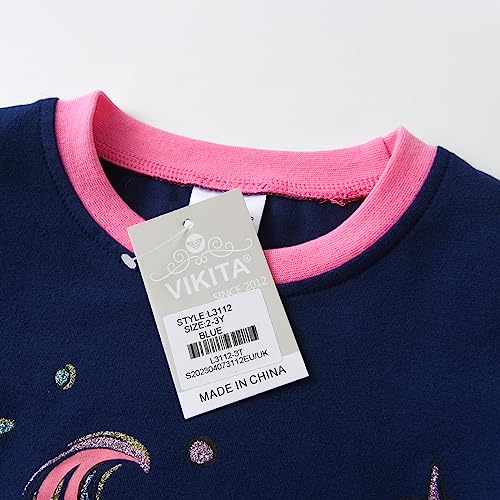 VIKITA Girls Shirts Winter Long Sleeve Rainbow Sleeve Tops for Daily Casual Wearing,3-12 Years4