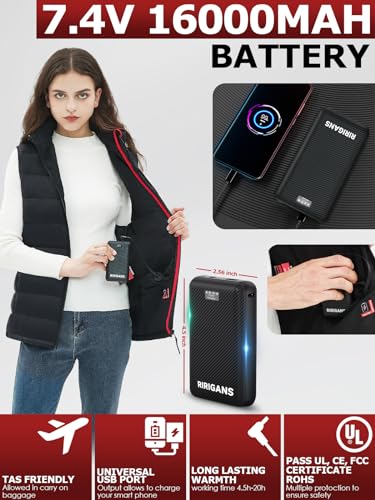 Heated Vest For Women, Heated Jacket with 7.4V 16000mAh Battery Pack, 10 Heating Zones Waistcoats for Outdoor4