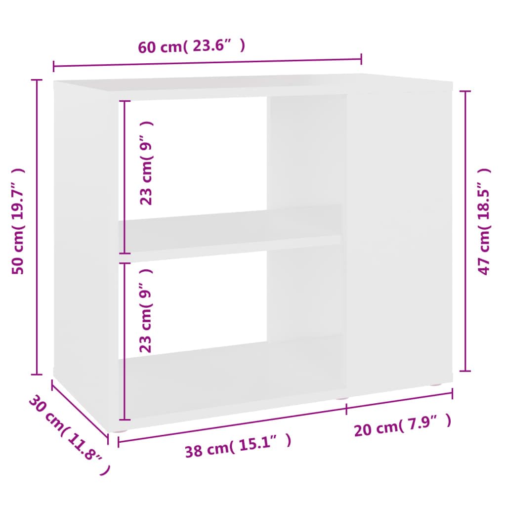 vidaXL Beistelltisch Beistellschrank Sideboard Kommode Beistellregal Schrank Mehrzweckschrank Standregal Weiß 60x30x50cm Holzwerkstoff