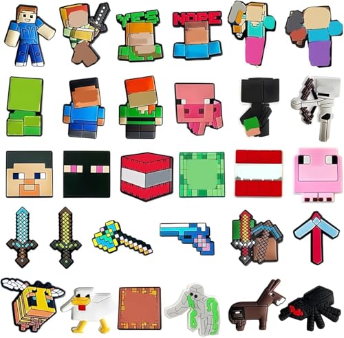 ogastid 30pcs Pixel Shoes Charms Decoration, Pixel Themed Shoe Charms for Clog Sandals, Party Favors...