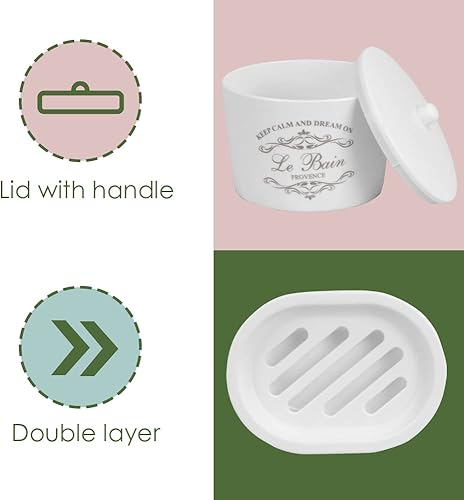 Miniatura 2 de Home Basics - Juego de baño de 7 piezas (blanco), hecho de plástico, incluye vaso, soporte para cepillos de dientes, jabonera, dispensador de