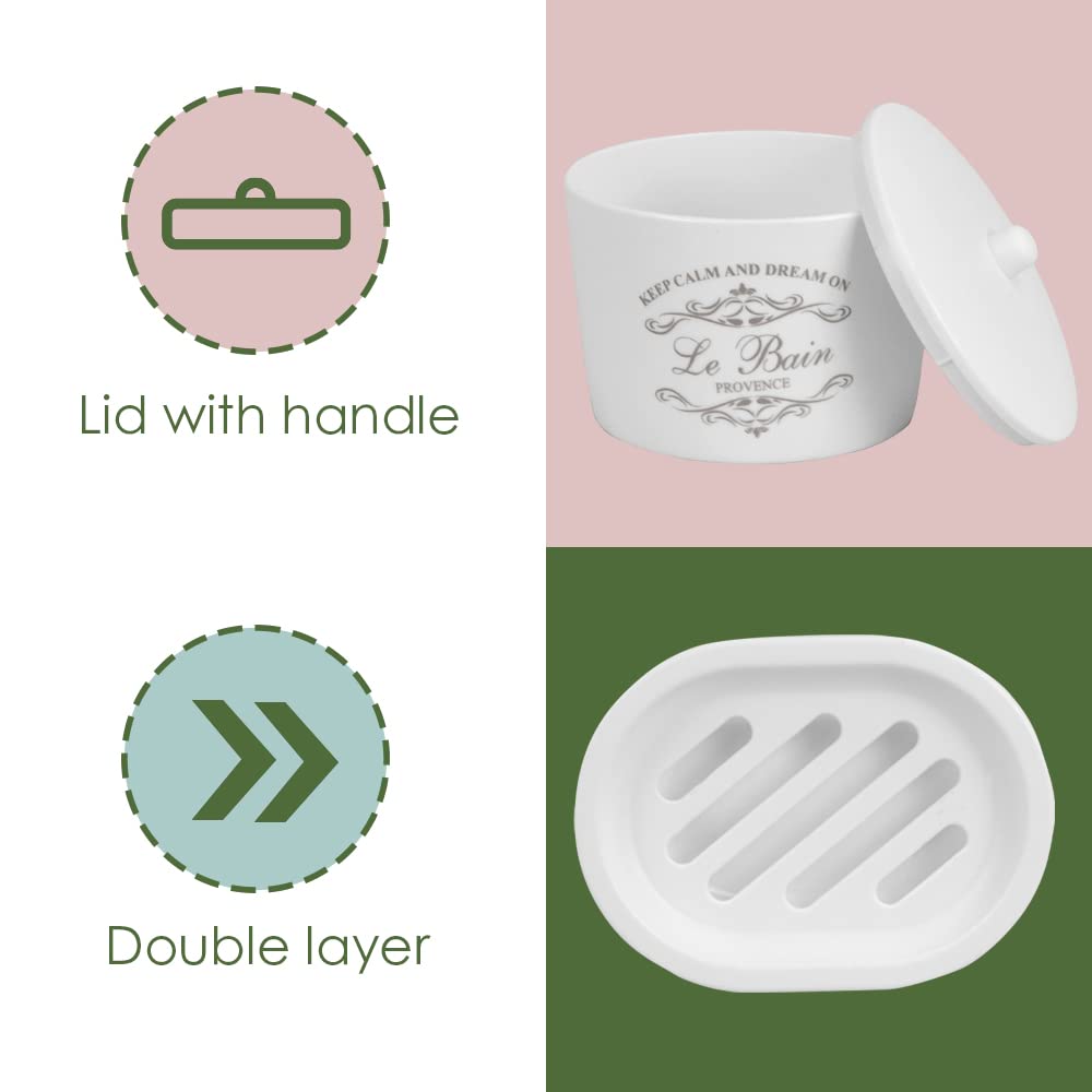 Home Basics - Juego de baño de 7 piezas (blanco), hecho de plástico, incluye vaso, soporte para cepillo de dientes, jabonera, dispensador de loción, soporte para bolas de algodón, soporte para cepillo