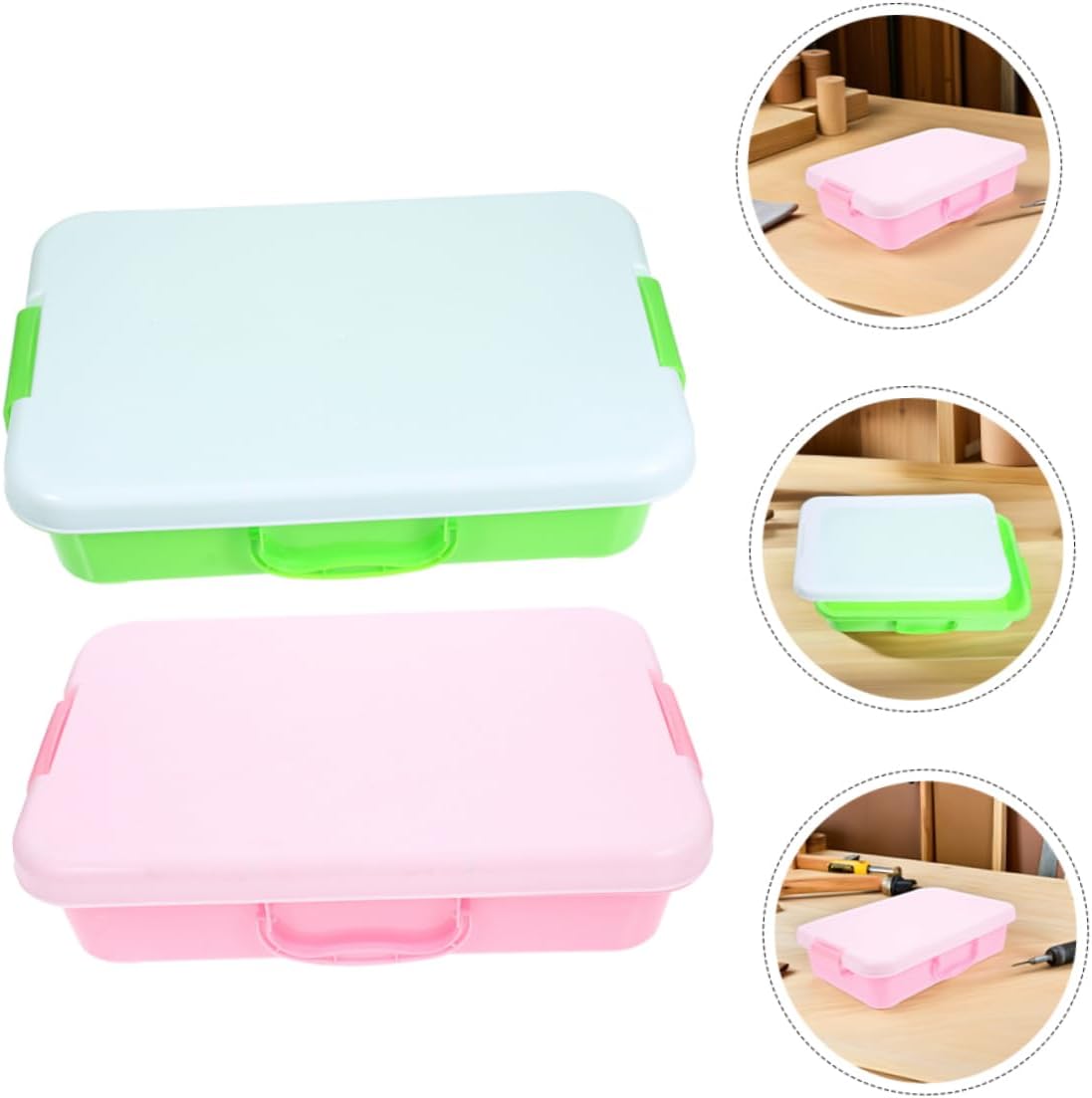 TOYANDONA 2pcs Portable Sandbox Storage Container with Lid Handle Stackable Play Tray for Crafts Sand Safe Material for Indoor Outdoor Fun