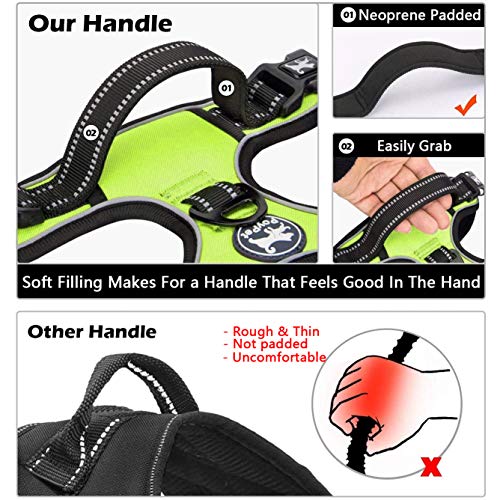Image of PoyPet No Pull Dog Harness, No Choke Front Lead Dog Reflective Harness, Adjustable Soft Padded Pet Vest with Easy Control Handle for Small to Large Dogs(Green,M)