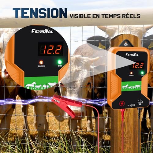 15km Elettrificatore Per Recinto Elettrico per Animali, 12V 2.0J 10 Miglia Recinzione Elettrica per Cinghiali, Impermeabile Recinti Elettrici per Animali, Allevamento Di Pollame, Fattoria, Giardino - immagine 4