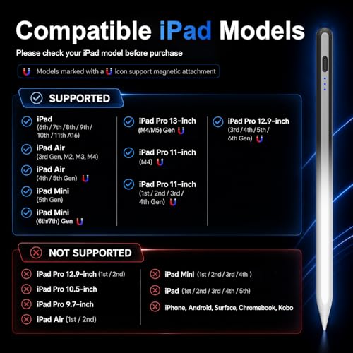 Image of HATOKU Stylus Pen for Apple iPad 2018-2026 for Note Drawing Black White