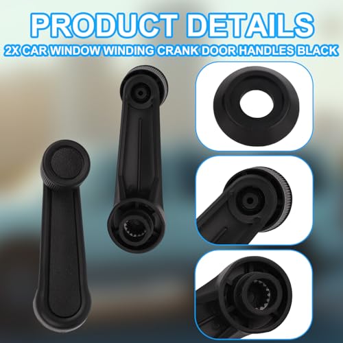 Image of lasuroa 2pcs Manual Window Handle Car, Driver & Passenger Side Replacement Crank Handles Parts Accessories for 1992-1998 Geo Tracker Suzuki (Black)
