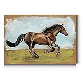 Renditions Gallery Equestrian Studies I Wall Art, Painted Thoroughbred Horse Running, Brown, Colorful Premium Gallery Wrapped Canvas Decor, Ready to Hang, 32 In H x 48 In W, Made in America Print