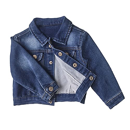 Zl Magic Baby Boys Girls Denim Jacket Long Sleeve Button Down Jeans Coat Kid Cowboy Overcoat Basic Casual Outwear (4 Years, Blue Jacket 02) #TOP2
