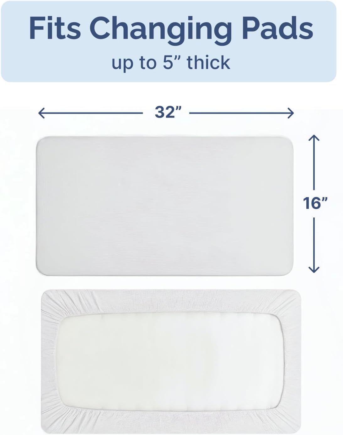 Changing Pad Cover - Pack of 2 Diaper Change Sheets - 32x16in, White Duo image 5