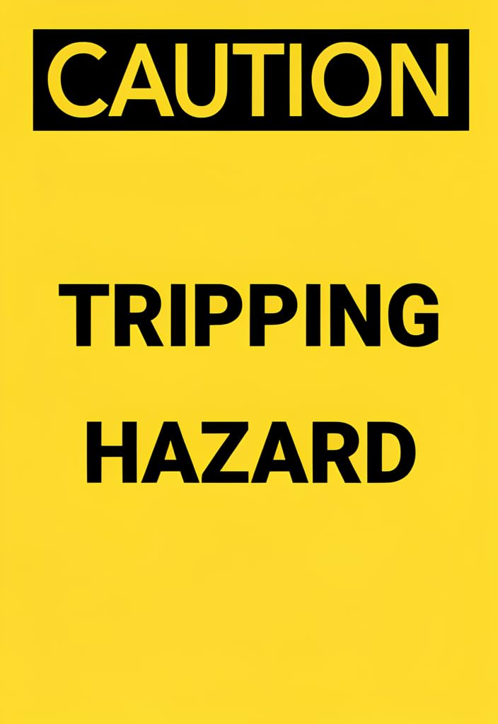 peiyeety Caution Tripping Hazard Tin Sign 12x8 Inch, Yellow & Black Metal Warning Plaque for Workplace Safety, Garage Workshop Warehouse Floor Awareness, Industrial Home Decor Gift
