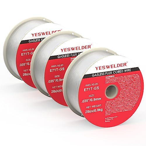 YESWELDER Flux Core Gasless MIG Wire, E71T-GS Mild Carbon Steel .035-Inch Diameter 2-Pound, Strong...