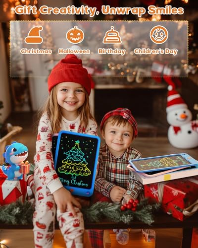 Bravokids Tableta de Escritura y Dibujo LCD 10 Pulgadas, Pizarra Magica Infantil, Juguetes Educativos Regalo de Cumpleaños para Niños 3 4 5 6 7 8 9 10 Años (Azul y Naranja) - imagen 7