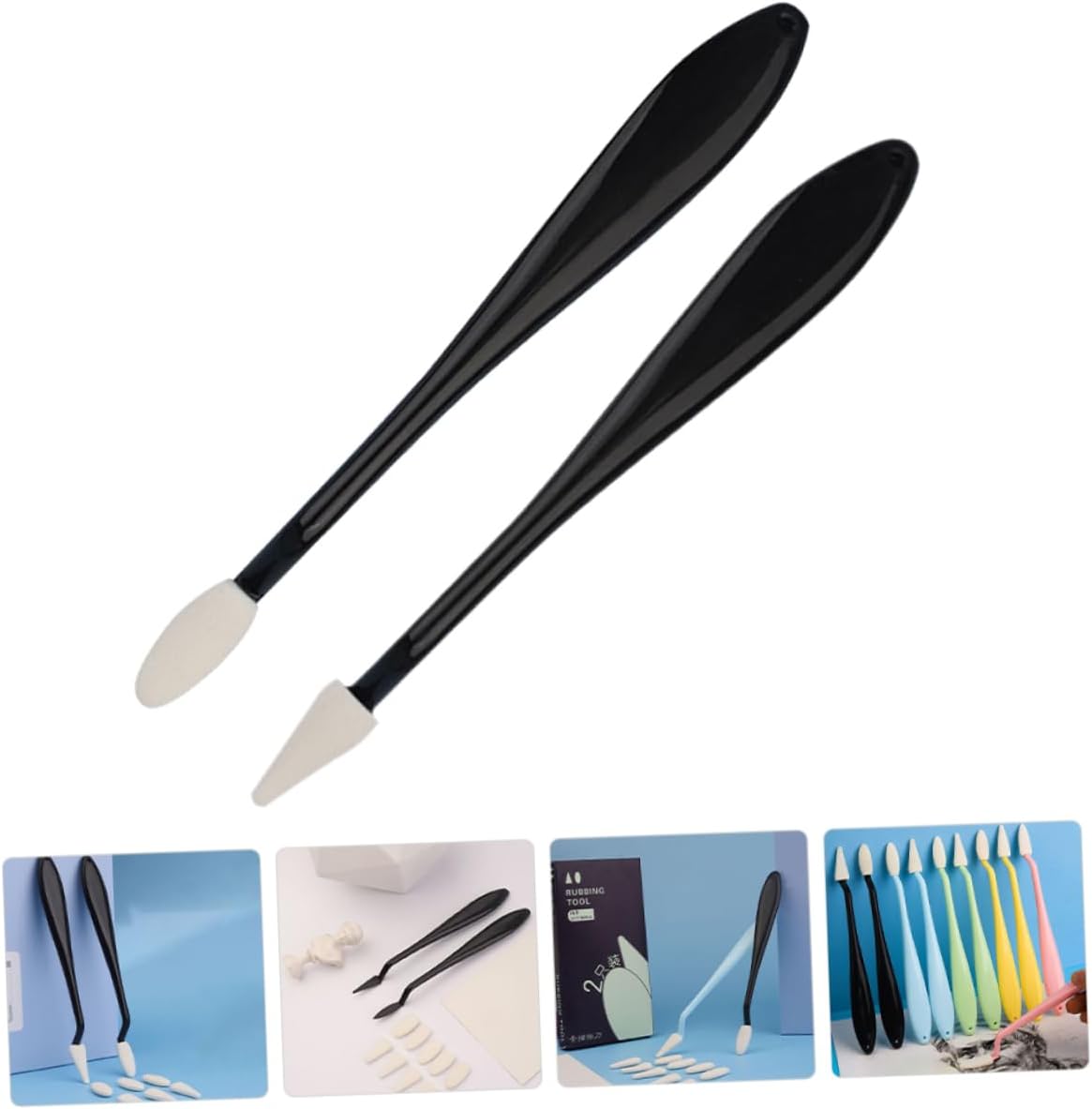 2pcs Sketch Wipe Tools for Artists Dual Tip Correction Pens for Drawing and Smudging Comfortable Grip Black Round and Pointed Sketch Erasers for Creative Projects