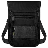 sundee Travel Neck Wallet with Double Zippers, RFID Blocking Passport Holder with Adjustable Neck Strap for Men and Women to Keep Cash, Credit Cards and Travel Documents Safe - Black