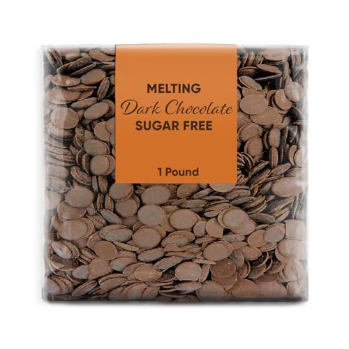 Melting Sugar Free Dark Chocolate Discs – 1 Pound (Approx. 195 Pieces) – Diabetic Friendly Baking Chocolate Perfect for Dipping, Candy Making, and Chocolate Fountains