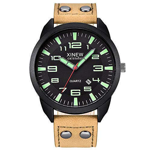 Générique Montres en Cuir analogiques pour Hommes Date Watch Casual Business Poignet Quartz Cadeaux Montre pour Hommes Tenue Foot Enfant Portugal (E, One...