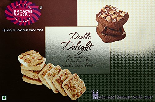 Image of Karachi Bakery Cashew Biscuits, 400g + Karachi Bakery Double Delight with Chocolate and Cashew, 400g