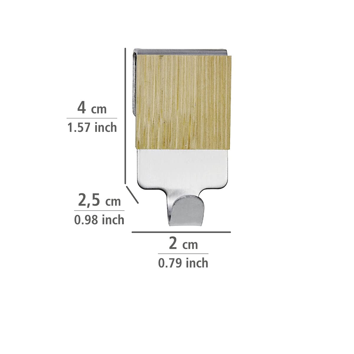 WENKO Haken mit Bambus Premium 6er Set, 6er Set, Küchen-Haken für Reling